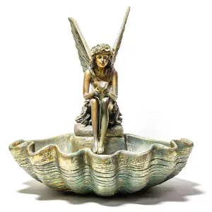 Primrose Fairy on a Clam Shell Mains Powered Garden Patio Outdoor Water Feature Fountain H78cm