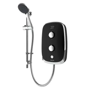 Aqualisa 10.5kw eMotion Midnight Black Electric Shower Digital Display + Riser