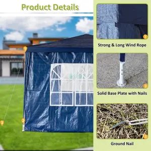 BIRCHTREE 3X3M Outdoor PE Gazebo Patio Shade Canopy Waterproof 4 Pieces Sidewalls Blue