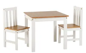 Ludlow Dining Set Table with 2 Chairs White with Oak Lacquer