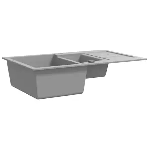 Berkfield Granite Kitchen Sink Double Basin Grey