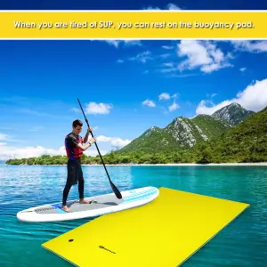 Costway 3 Layer Floating Water Mat Buoyancy Pad Swimming Pool Float Mat W/Rope