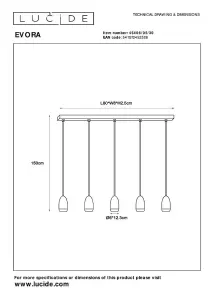 Lucide Evora Modern Pendant light 10cm - 5xGU10 - Black