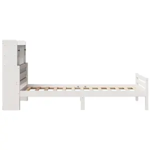 Berkfield Bookcase Bed without Mattress White 90x200cm Solid Wood Pine