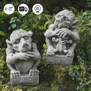 Pair of 'Sword and Shield' Gargoyles Statues