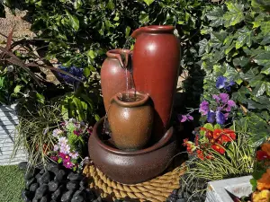 3 Pouring Urns Traditional Mains Plugin Powered Water Feature