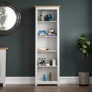 Vida Designs Arlington White 5 Tier Bookcase Freestanding Shelving Unit (H)1750mm (W)600mm (D)240mm