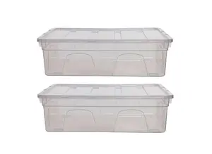 2 x 36cm Storage Box Spacemaster Mini Clear Plastic Stackable Home Storage DIY Craft Box