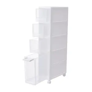 81cm H Plastic 4-Tier Slim Cabinet Storage Drawer Organizer Cart in White