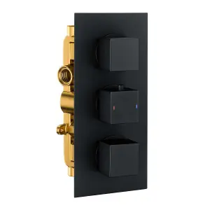 Zoia Black Triple Outlet Square Concealed Shower Valve