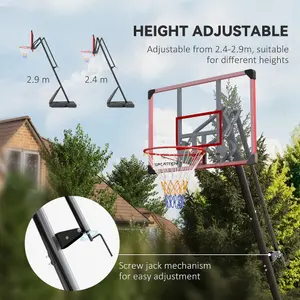 SPORTNOW Adjustable Basketball Hoop with Weighted Base, 2.4-2.9m, Red