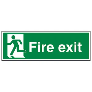 Final Fire Exit Man LEFT Safety Sign - Rigid Plastic - 300x100mm (x3)