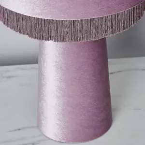 Litecraft Tess Lilac 1 Light Fringed Table Lamp