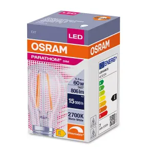 LED GLS 6.5W (60W) E27 2700K Clear Dimmable