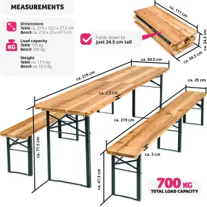 Dining Table and Bench Set Ralf - 2 benches, foldable, durable, stable - brown