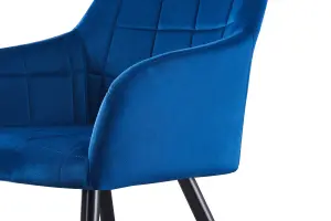 Single Camden Velvet Dining Chair Upholstered Dining Room Chairs Blue