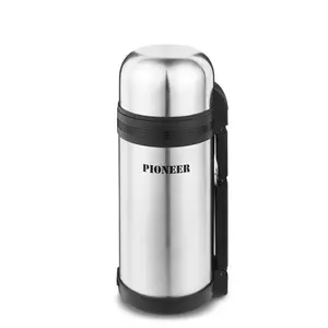 Pioneer Flasks Vacuum Insulated Leakproof Flask with 2 Cups and Retractable Handle, Stainless Steel, 1500ml / 1.5L