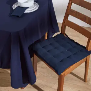 Homescapes Navy Blue Cotton Round Tablecloth 178 cm