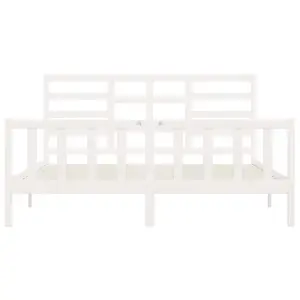 Berkfield Bed Frame White Solid Wood 180x200 cm 6FT Super King