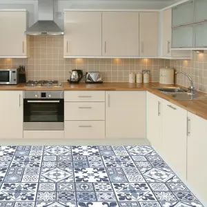 Lisbon Blue Tiles Melange Self-adhesive kitchen, bathroom, home floor sticker