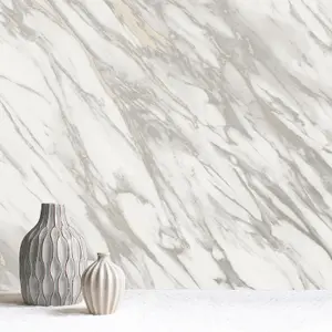 Rasch Realistic Marble Effect Metallic Shimmer Smooth Wallpaper Feature Wall White 284392