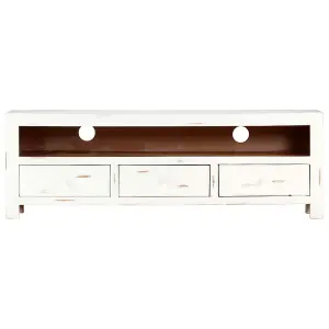 Berkfield TV Cabinet White 120x30x40 cm Solid Acacia Wood