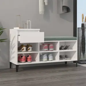 Berkfield Shoe Cabinet High Gloss White 102x36x60 cm Engineered Wood