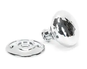 From The Anvil Polished Chrome Hammered Mushroom Mortice/Rim Knob Set