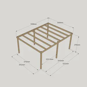 Garden Pergola 6 Posts - Wood - L300 x W540 x H270 cm - Light Green