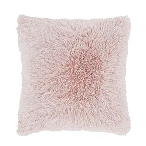 Cuddly Deep Pile Faux Fur Cushion Cover Pink