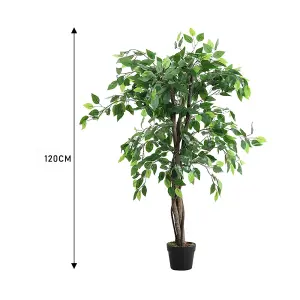 3 Trunk Artificial Banyan Tree Fake Plant Indoor Outdoor Plant 120 cm