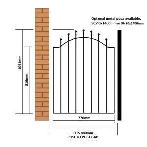 MANA Ball Top Low Bow Metal Garden Gate 880mm GAP x 1041mm High WESB