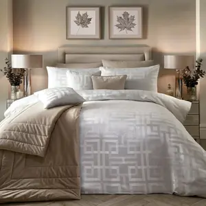 Polyester Geometric Shapes Duvet Cover Set with Pillowcases Damson / Super King - 2 Standard Pillowcases