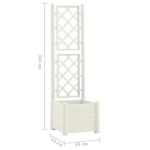 Berkfield Garden Planter with Trellis 43x43x142 cm PP White