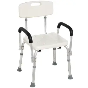 HOMCOM Light Weight Aluminum Shower Bench Portable Lift Chair w/ Back & Armrest