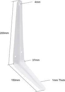 EAI - London Shelf Bracket - 200x150x37x1mm  - White - Pack of 10