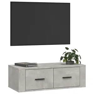 Berkfield Hanging TV Cabinet Concrete Grey 80x36x25 cm Engineered Wood