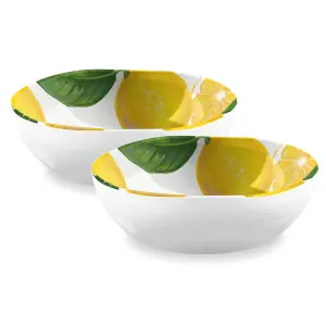 Purely Home Lemon Fresh Melamine Low Bowls - Set of 2