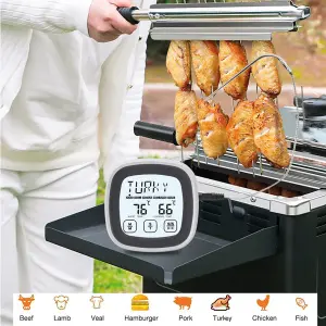 Digital Instant Read Meat Thermometer with Probe, Stand, Magnetic Back & Timer for BBQ, Oven, Grill, Frying, Food Cooking