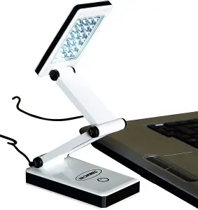 Folding LED Touch Control Lamp - Battery or Mains Powered Super Bright Compact Portable Desk or Bedside Table Light with 24 LEDs