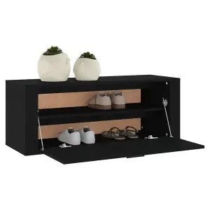 Berkfield Wall Shoe Cabinet Black 100x35x38 cm Engineered Wood