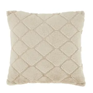 Catherine Lansfield Cosy Diamond Faux Fur Cushion Natural