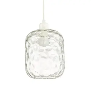 Clear Glass Pendant Lamp Shade with Crater Effect Moulded Design - 22cm x 18cm