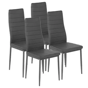 Aleanah Upholstered Metal Upholstered Back Side Chair (Set of 4) Grey