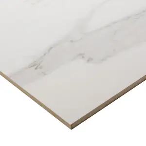 Ultimate White Gloss Marble effect Porcelain Floor Tile Sample