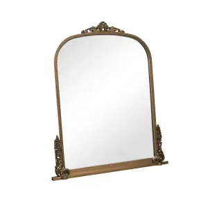 Melody Maison Extra Large Ornate Arch Mirror with Antique Gold Frame