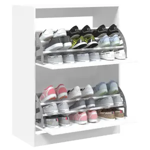 Shoe Cabinet with 2 Flip-Drawers White 80x42x108 cm