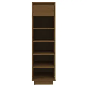 Berkfield Shoe Cabinet Honey Brown 34x30x105 cm Solid Wood Pine