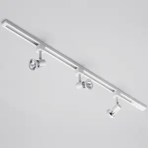 Litecraft Harlem White 3 Head 1m Straight Kitchen Ceiling Light with LED Bulbs