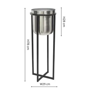 Calla Planter & Stand Black/Pewter H78CM D29CM